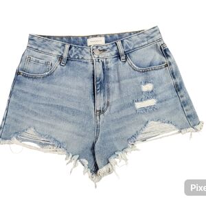 PacSun Women's Distressed Denim Shorts - Light Blue